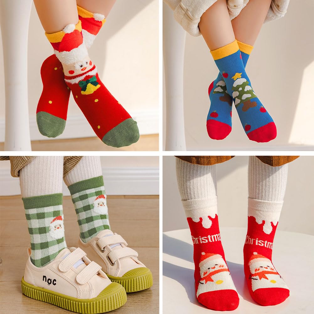 WATOCHE Kids Christmas Socks Toddler Nonslip Grip Christmas Xmas Socks for Baby Holiday Winter Warm for Boys/Girls(Nonslip Snowman Set,1-3T) - Medaid International