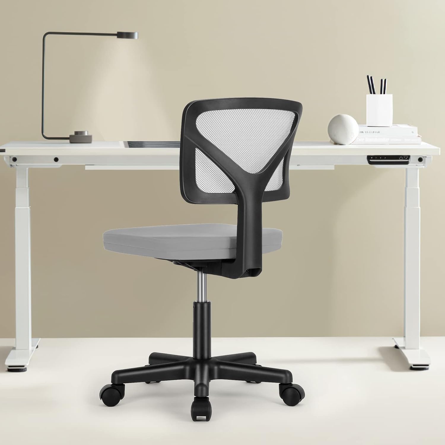 Sweetcrispy Office Desk Chair, Ergonomic Low-Back Mesh Rolling Work Swivel Chairs with Wheels, Armless Comfortable Seat Lumbar Support for Home, Bedroom, Study, Student, Adults,Classic Grey - Medaid International