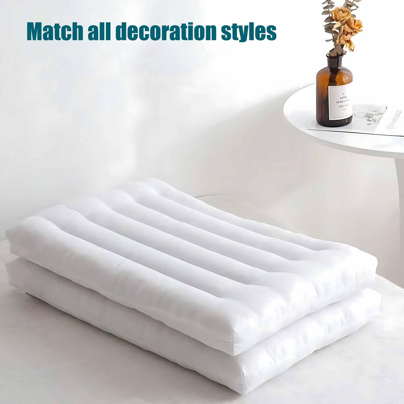 iFaon Ultra Flat Thin Pillows for Sleeping Standard Size, 2-1/2" High Slim Bed Pillow for Back Stomach Sleepers Down Alternative Filling Hypoallergenic White 18x26 in - Medaid International