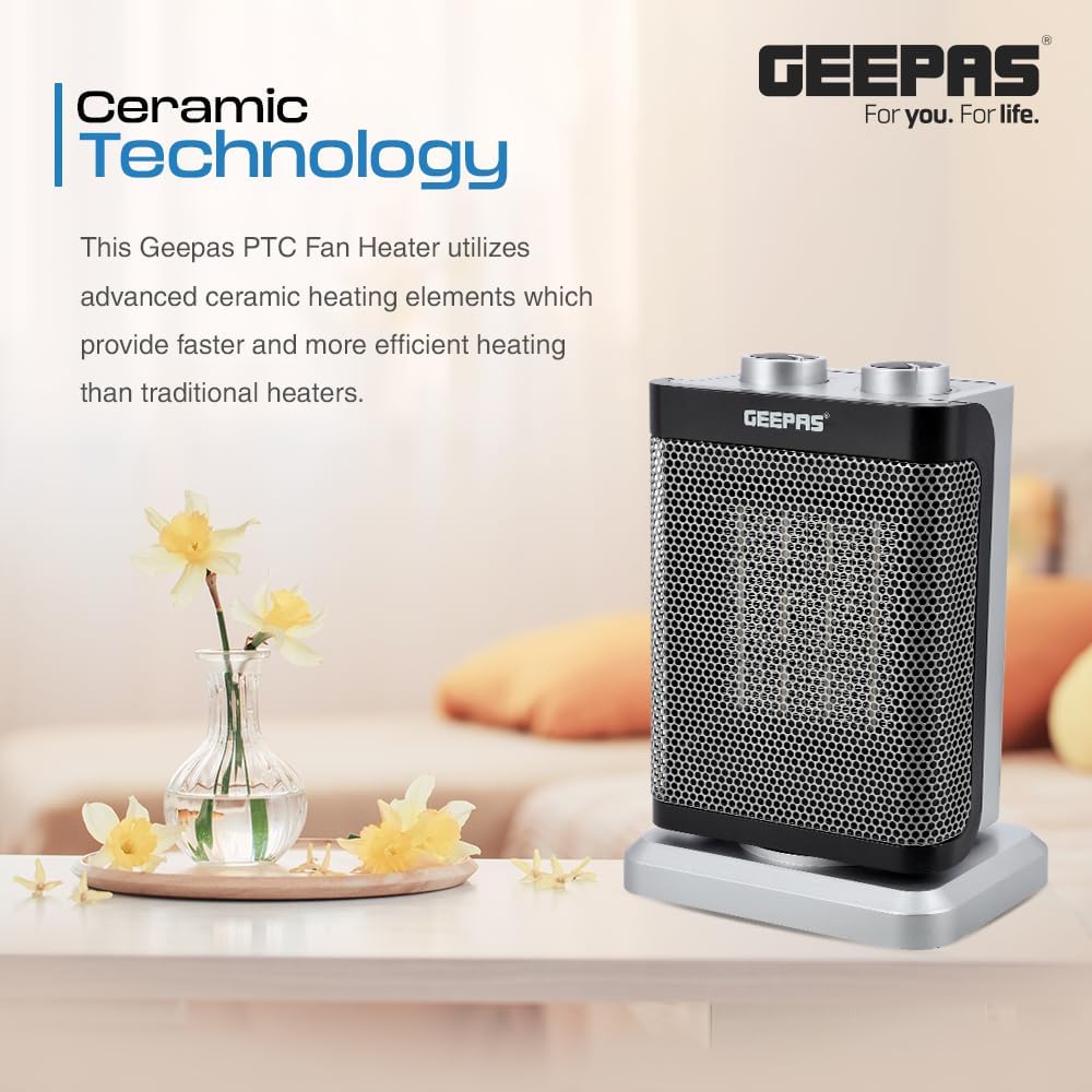 Geepas Ceramic Heater, Portable Electric Space Heater – Mini PTC
