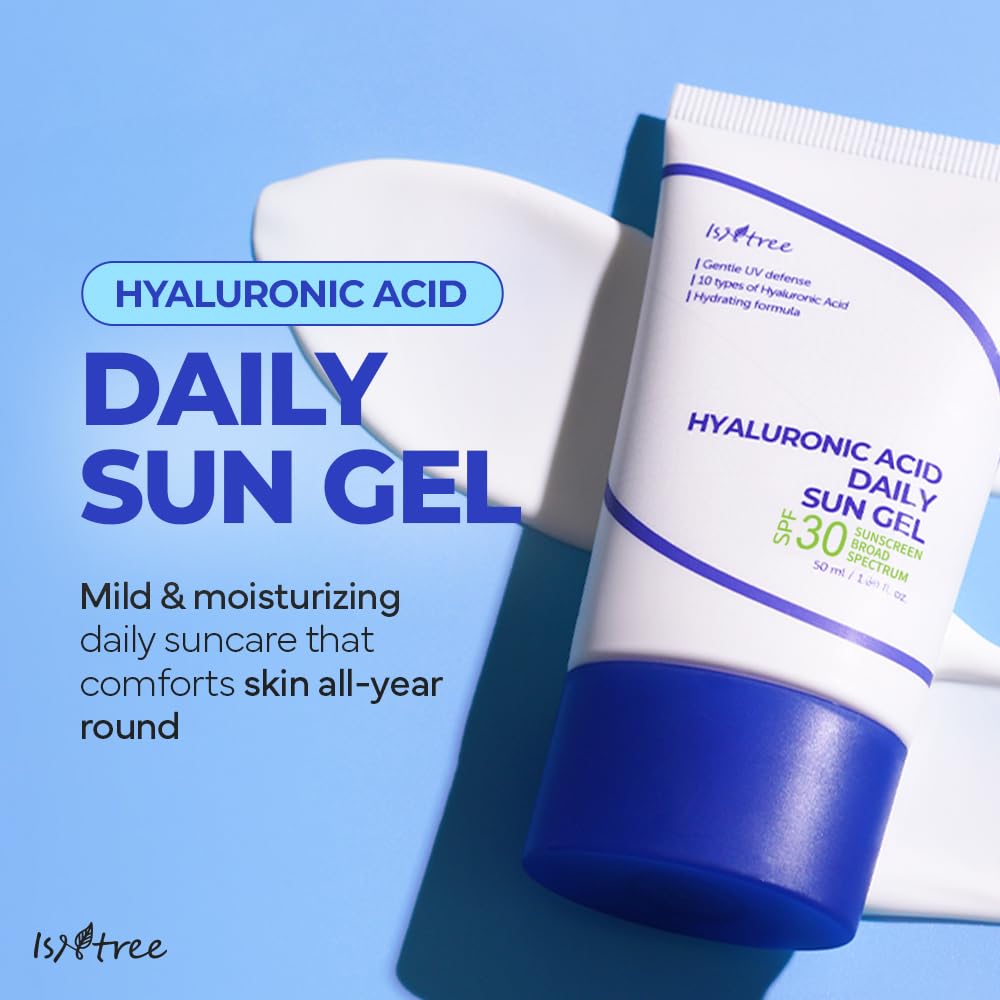 ISNTREE Hyaluronic Acid Daily Sun Gel 50ml, 1.69 fl oz | SPF 30 | Korean Skincare | Moisturizing | No White Cast | Lightweight | Mild Formula | Daily SPF | Korean Sunscreen | Broad Spectrum - Medaid International