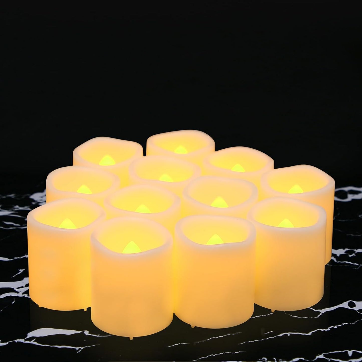 12 Pack Flameless LED Votive Candles with Timer, Battery Operated Flickering Electric Fake Tealights Candles for Weeding, Christmas, Home Decoration, Warm White, 1.5" x 1.7" - Medaid - Lebanon