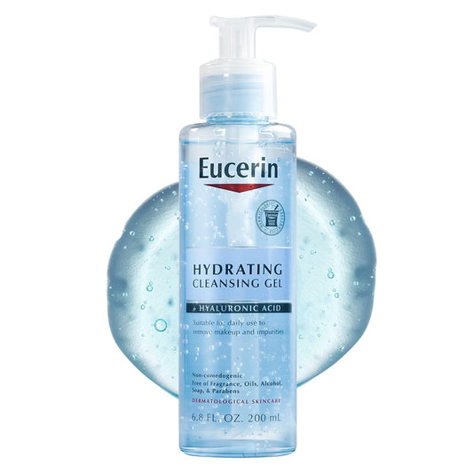 Eucerin Hydrating Cleansing Gel, Daily Face Wash and Makeup Remover Formulated with Hyaluronic Acid, 6.8 Fl Oz Bottle - Medaid International