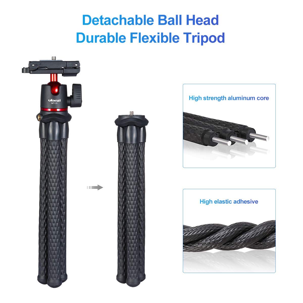 ULANZI Camera Tripod, Mini Flexible Stand w Hidden Phone Holder w Cold Shoe Mount, 1/4'' Screw f Magic Arm, Universal f iPhone 17 16 15 14 Pro Max XS Max X Samsung Canon Nikon Sony DJ Pocket 3 Cameras - Medaid International