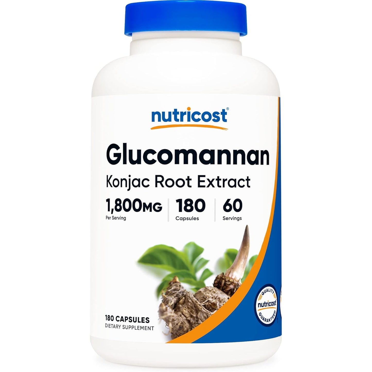 Nutricost Glucomannan 1,800mg Per Serving, 180 Capsules - Natural Fiber Source, Non-GMO, Gluten Free - Medaid