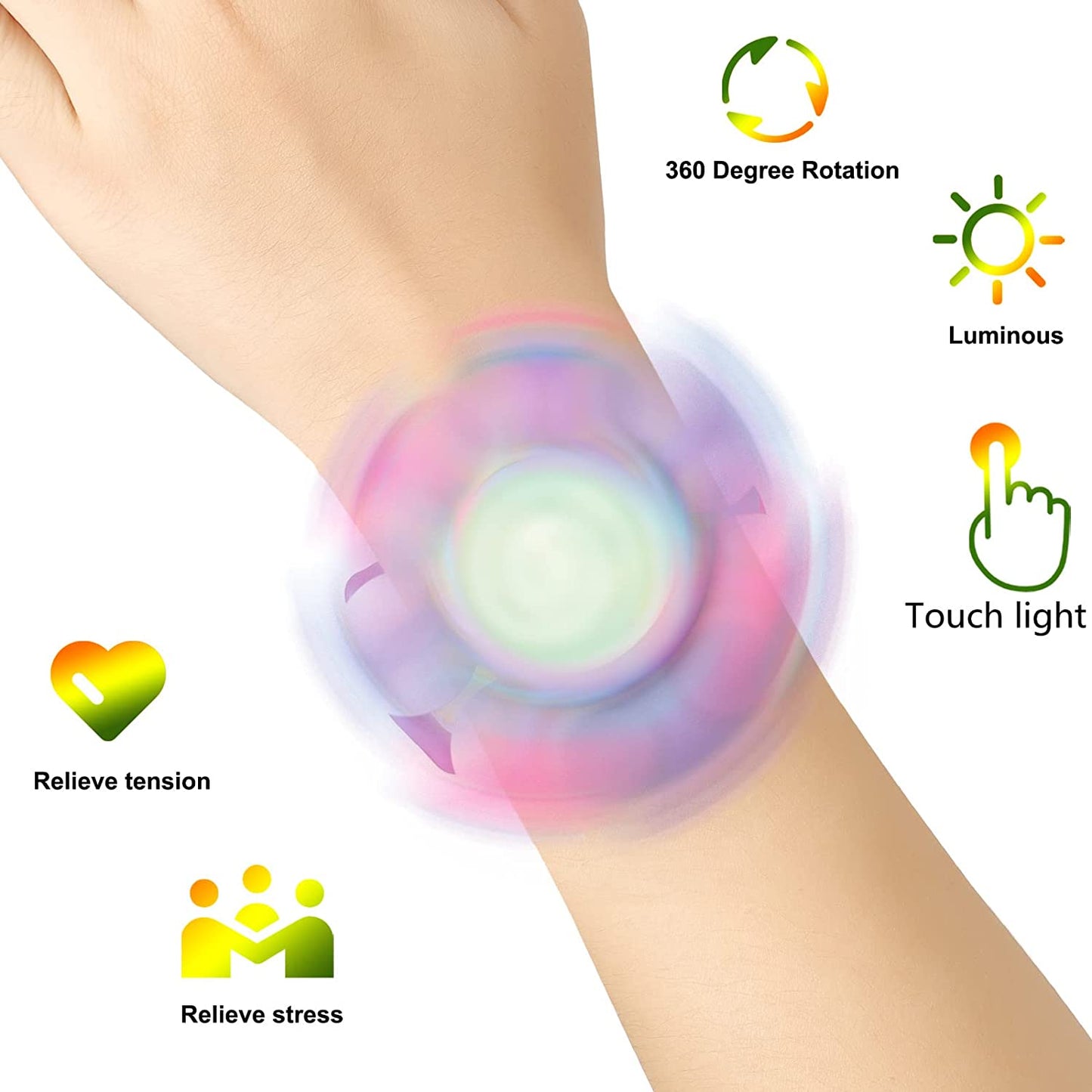 Fidget Pop Toy Spinner Bracelet,Wearable Push Poping Bubble Sensory Toys Stress Relief Finger Press Silicone Wristband for Kids - Medaid International