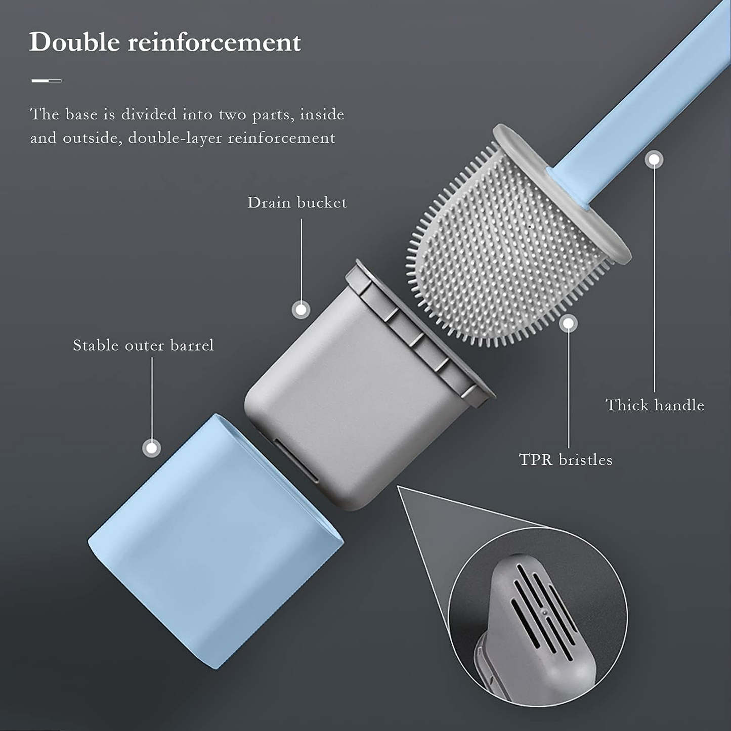 Silicone Toilet Brush Set - Bendable Deep Cleaning Feature - Medaid International
