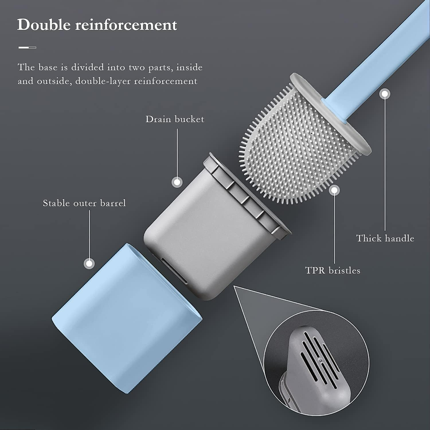 Silicone Toilet Brush Set - Bendable Deep Cleaning Feature - Medaid International