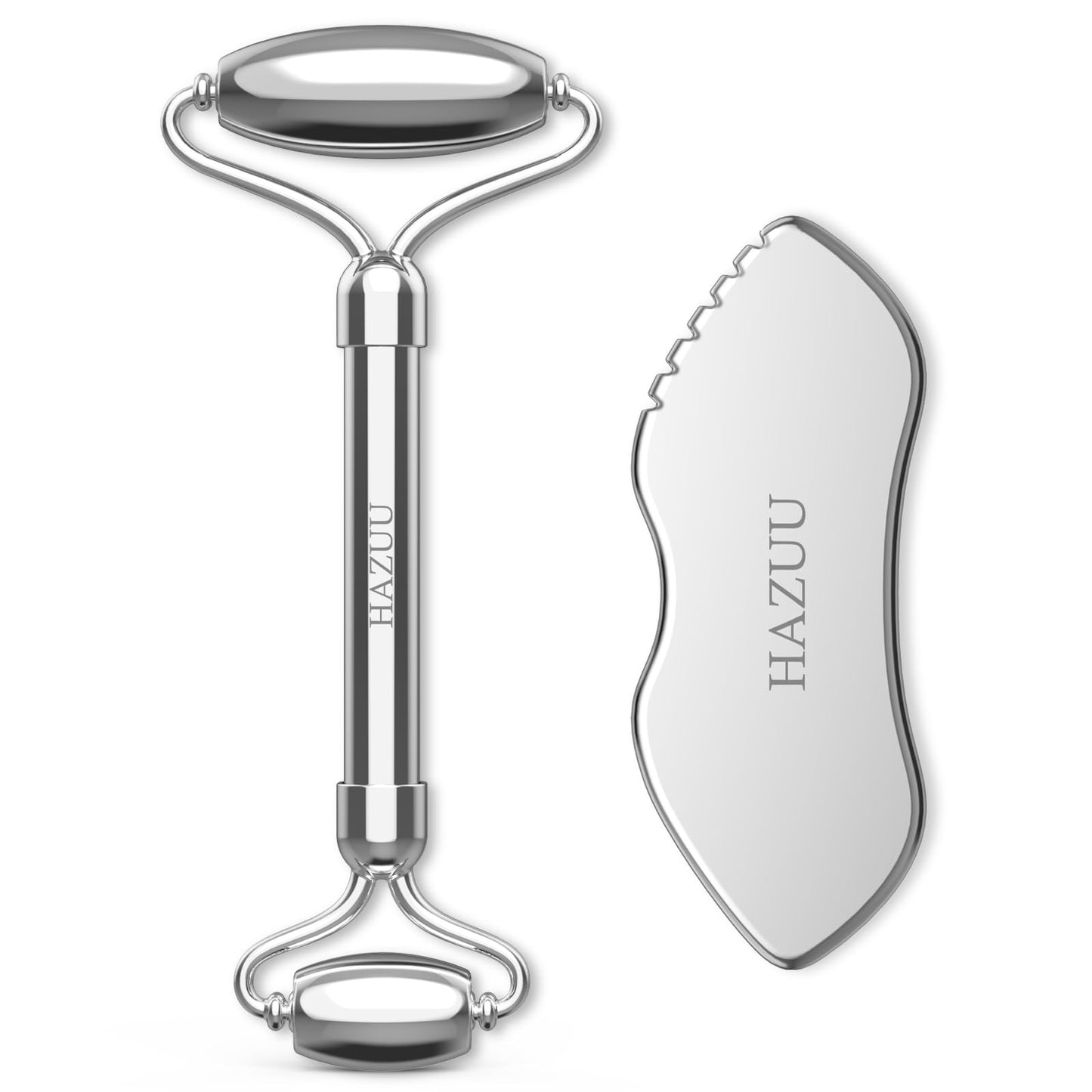 Stainless Steel Gua Sha & Face Rollers - Metal Roller for Eyes & Neck, Anti-Aging Facial Massage Tools, Gua Sha Facial Tool Kit (JGS-1) - Medaid International