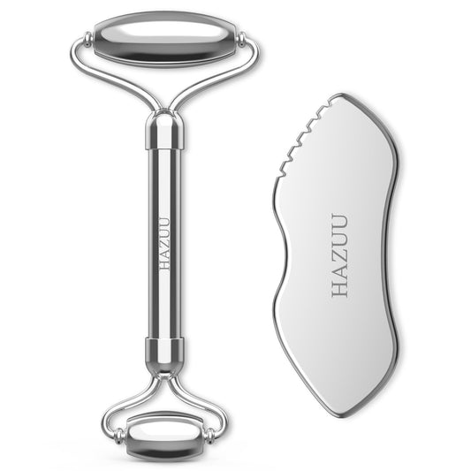 Stainless Steel Gua Sha & Face Rollers - Metal Roller for Eyes & Neck, Anti-Aging Facial Massage Tools, Gua Sha Facial Tool Kit (JGS-1) - Medaid International