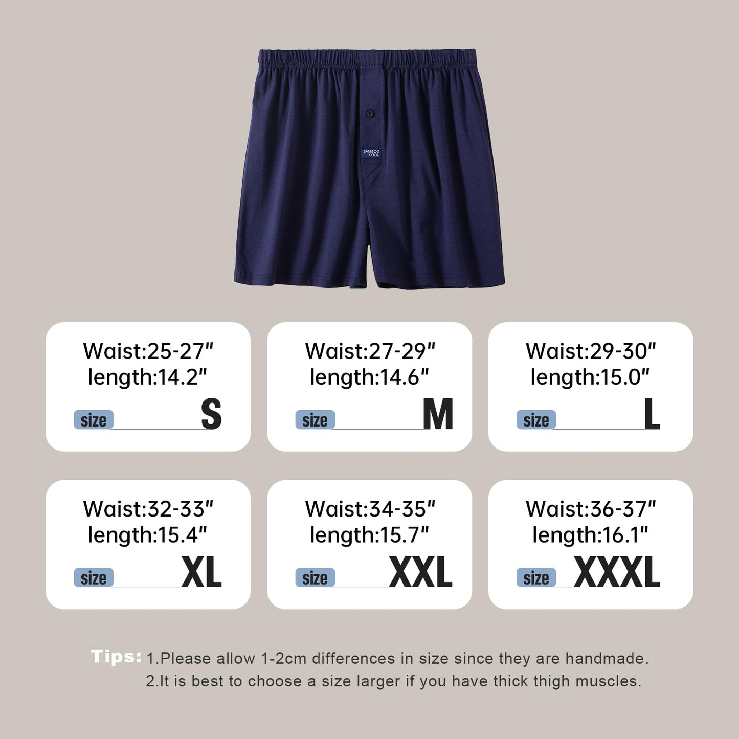 BAMBOO COOL Men's Boxer Short soft and Breathable Knit Boxers for men Moisture-wicking Underwear with Button Fly 3 Pack - Medaid International