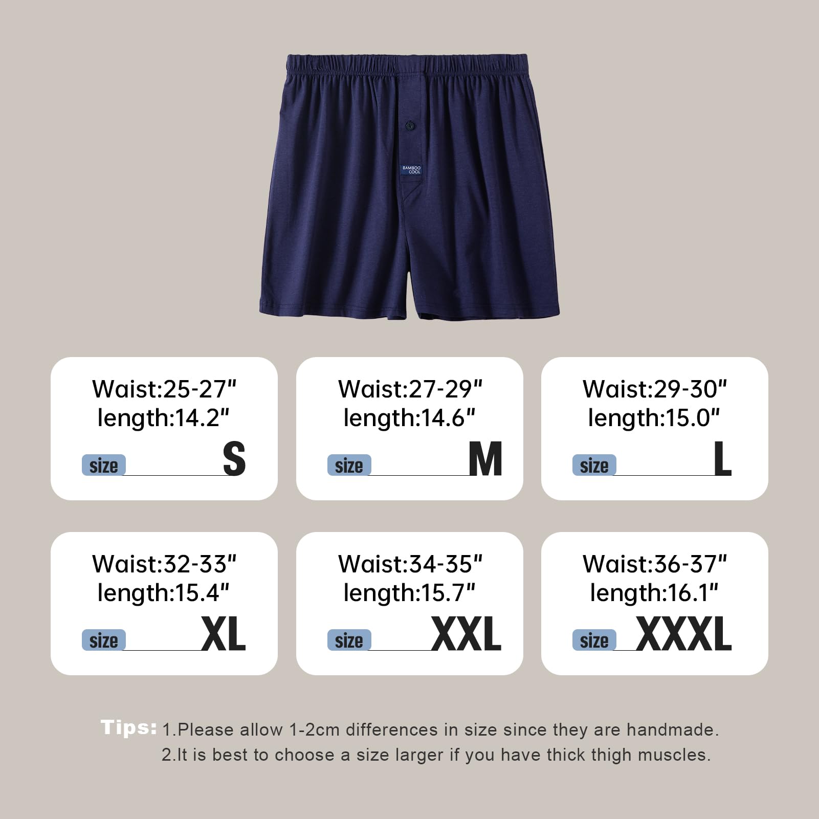 BAMBOO COOL Men's Boxer Short soft and Breathable Knit Boxers for men Moisture-wicking Underwear with Button Fly 3 Pack - Medaid International