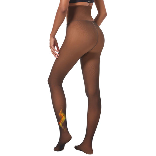 Soxbang Women Deep Skin Tone Fleece Lined Fake Translucent Tights,Pantyhose Thermal Tights High Waist Leggings for Winter-Large - Medaid International