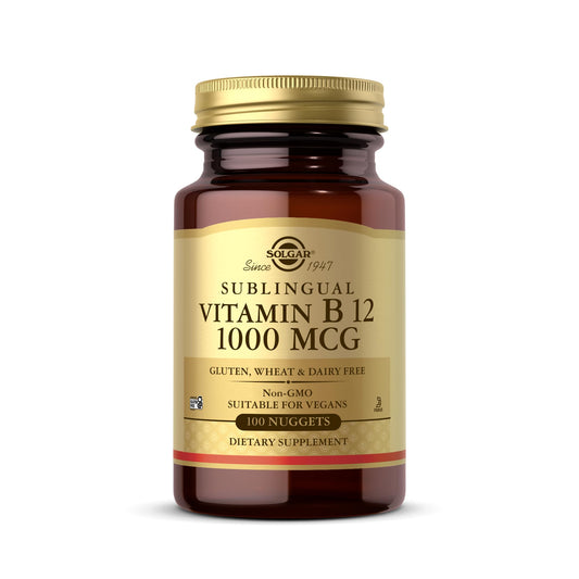 Solgar Sublingual Vitamin B12 1000 mcg - 100 Nuggets - Non-GMO, Vegan, Gluten Free, Dairy Free, Kosher, Halal - 100 Servings - Medaid International