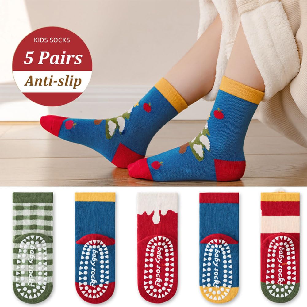 WATOCHE Kids Christmas Socks Toddler Nonslip Grip Christmas Xmas Socks for Baby Holiday Winter Warm for Boys/Girls(Nonslip Snowman Set,1-3T) - Medaid International
