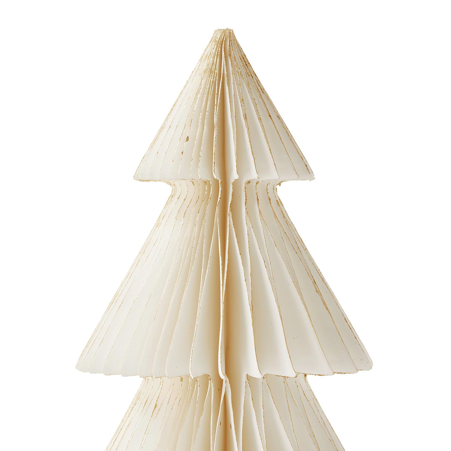 LampLust Paper Christmas Tree Decor, 2 Pack Honeycomb Paper Trees, 6 & 8 Inch, White & Gold Glitter Edge, Holiday Table Centerpieces, Christmas Table Decor, Winter Decorations - Medaid International
