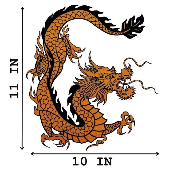 [Extra Large] 10x11 Inches, Traditional Chinese Dragon Embroidered Iron on Patch, Golden Black Oriental Dragon Applique for Jacket Vest Backpack Clothing DIY Biker Motorcycle Kung Fu - Medaid International