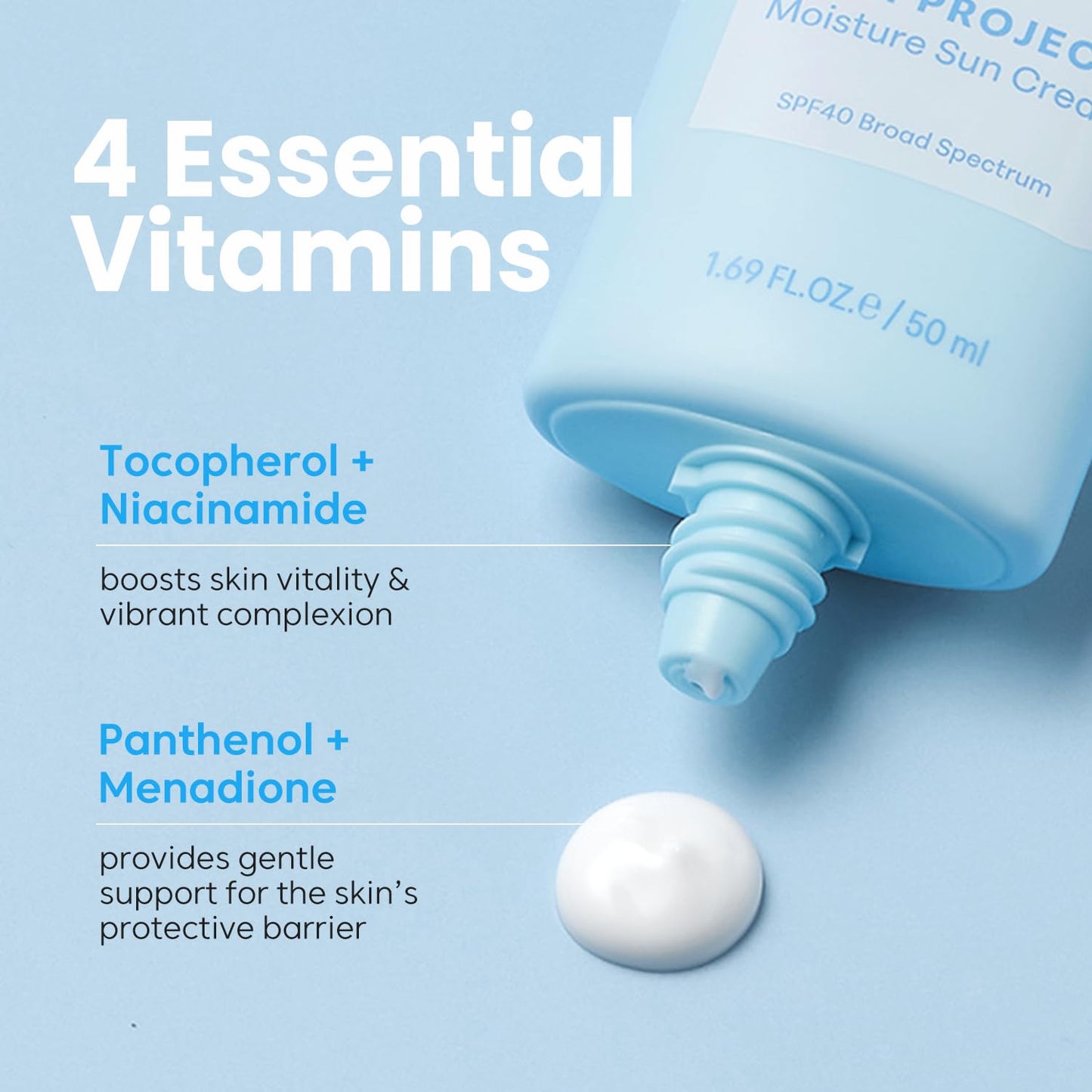 THANKYOU FARMER Sun Project Moisture Sun Cream SPF 40 - Korean Sunscreen with Panthenol - Fragrance Free, Broad Spectrum, Dermatologist Tested, Moisturizing, No White Cast 1.69 fl oz - Medaid International