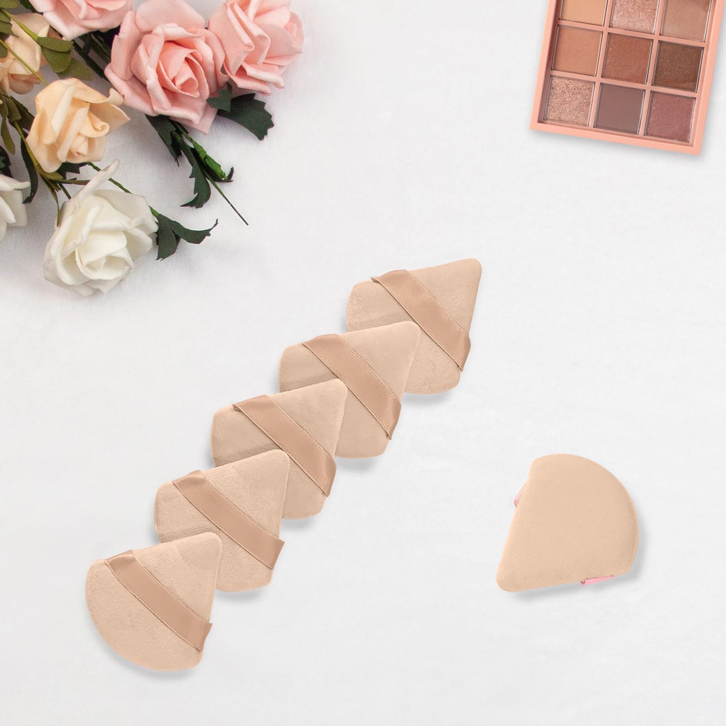 6 Pcs Powder Puff Face Soft Triangle Makeup Puff Velour Makeup Sponge Beauty Blender for Loose Powder - Skin color - Medaid International