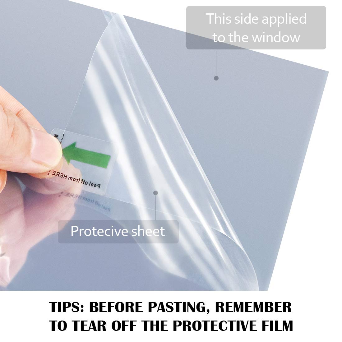 WPCTEV Window Film One Way Mirror Film Daytime Privacy Static Non-Adhesive Decorative Heat Control Anti UV Window Tint for Home and Office Silver 6 Mil 17.5 Inch x 6.5 Feet - Medaid International