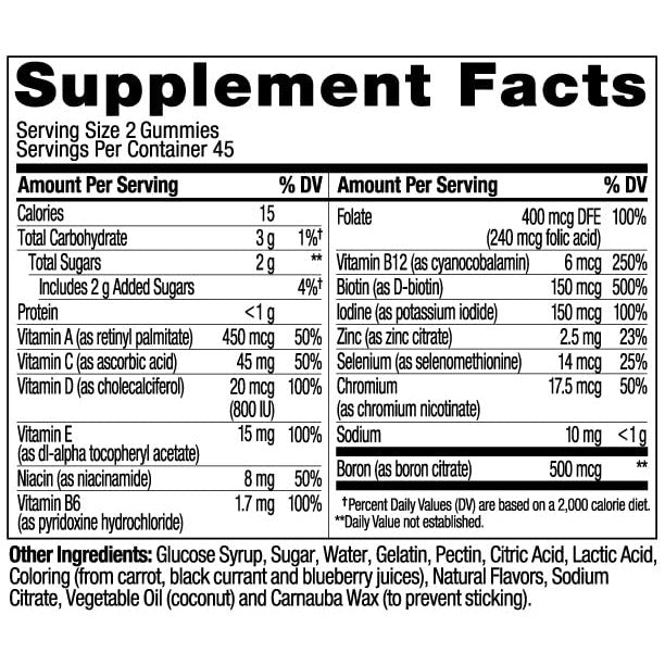 OLLY Women's Multivitamin Gummy, Vitamins A, D, C, E, Biotin, Folic Acid, Adult Chewable Vitamin, Berry Flavor, 45 Day Supply - 90 Count - Medaid International