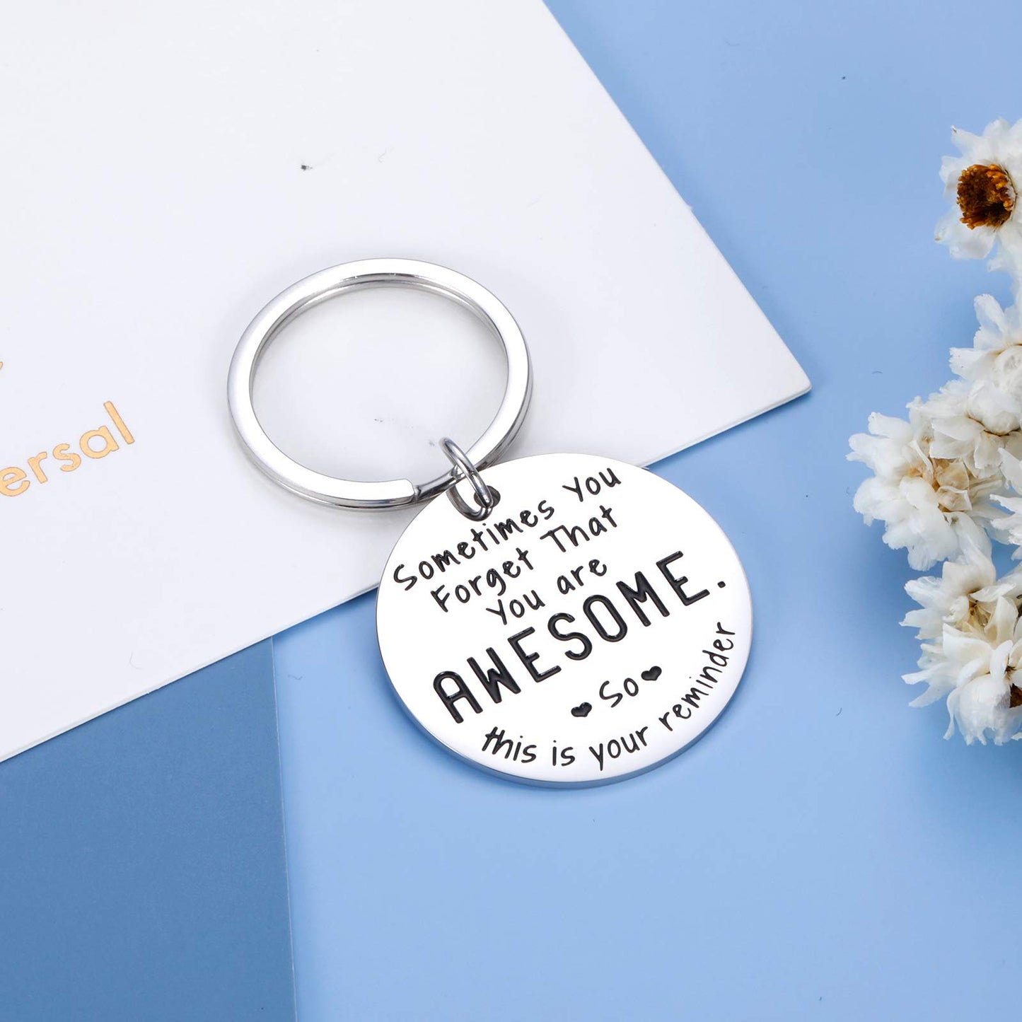 SYGUNAR Funny Inspirational Keychain Gifts Birthday Christmas Gifts for Best Women Men Friend BFF Him Her Thank You Gift for Coworker Boss Graduation Gift for Daughter Son Students Thanksgiving Key Chain, Silver, Small - Medaid International