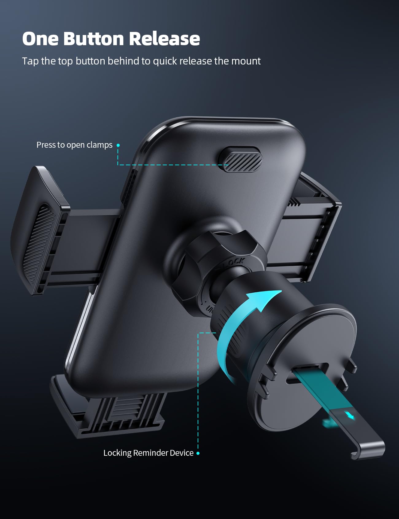 Lamicall 2025 Wider Clamp & Metal Hook Car Phone Holder Vent [Thick Cases Friendly] Phone Holders for Your Car Mount Automobile Hands Free Cradle Air Vent for iPhone 17 16 15 14 13 Pro Max Smartphone - Medaid International