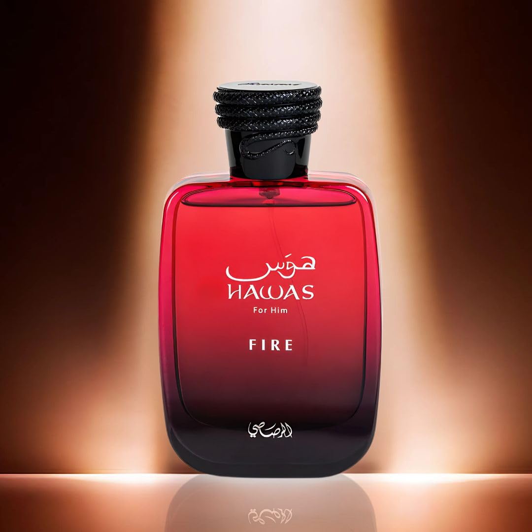 RASASI Hawas Fire Eau De Parfum Spray 100ML(3.4 Oz) - Bold Long Lasting Arabian Perfume For Men With A Fiery Essence - Indulge In A Luxurious Perfume Men That Captures Masculine Elegance And Strength - Medaid International