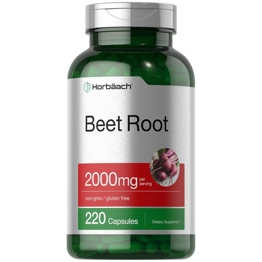 Horbäach Beet Root Powder Capsules | 220 Pills | Herbal Extract | Non-GMO, Gluten Free Supplement - Medaid International