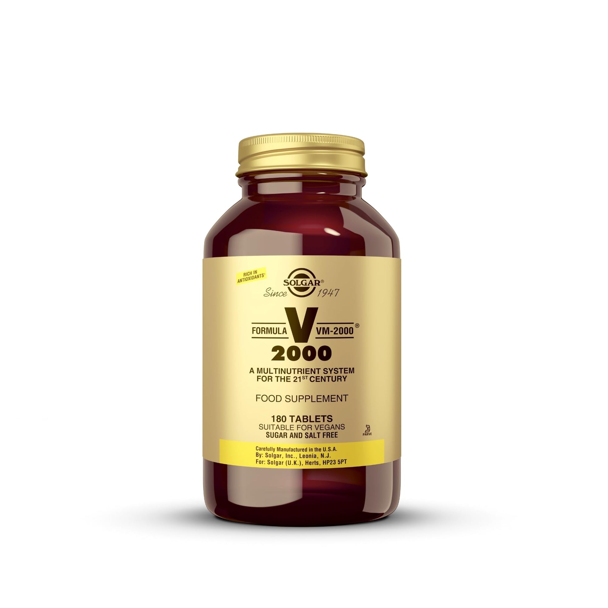 Solgar Formula VM-2000 (Multinutrient System), 180 Tablets - Premium Quality Multiple - Contains Zinc - Supports A Healthy Immune System - Vegan, Dairy Free, Kosher - 90 Servings - Medaid International