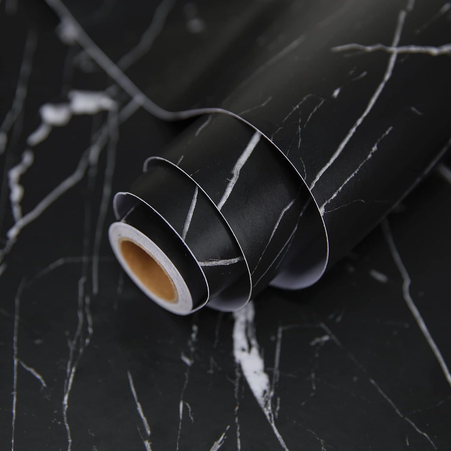 practicalWs 17.71" x 78.7" Marble Contact Paper Black/White Peel and Stick Wallpaper Thicken Self Adhesive Black Wallpaper for Countertops Cabinets Decorative Easy to Remove Upgrade - Medaid International