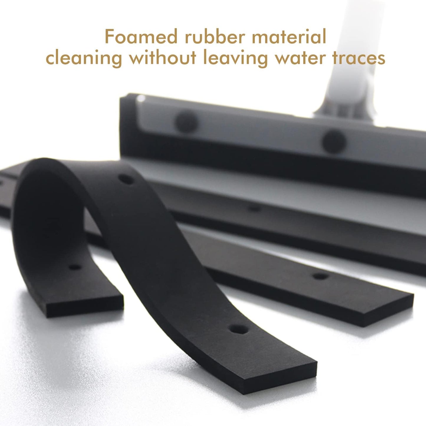 DrDirt Floor Squeegee, 14-Inch Swivel Squeegee Head, Replaceable Foam Rubber Blade, 3-Section Stainless Steel Pole, for Bathroom, Kitchen, Pet Hair, and Carpet - Medaid International