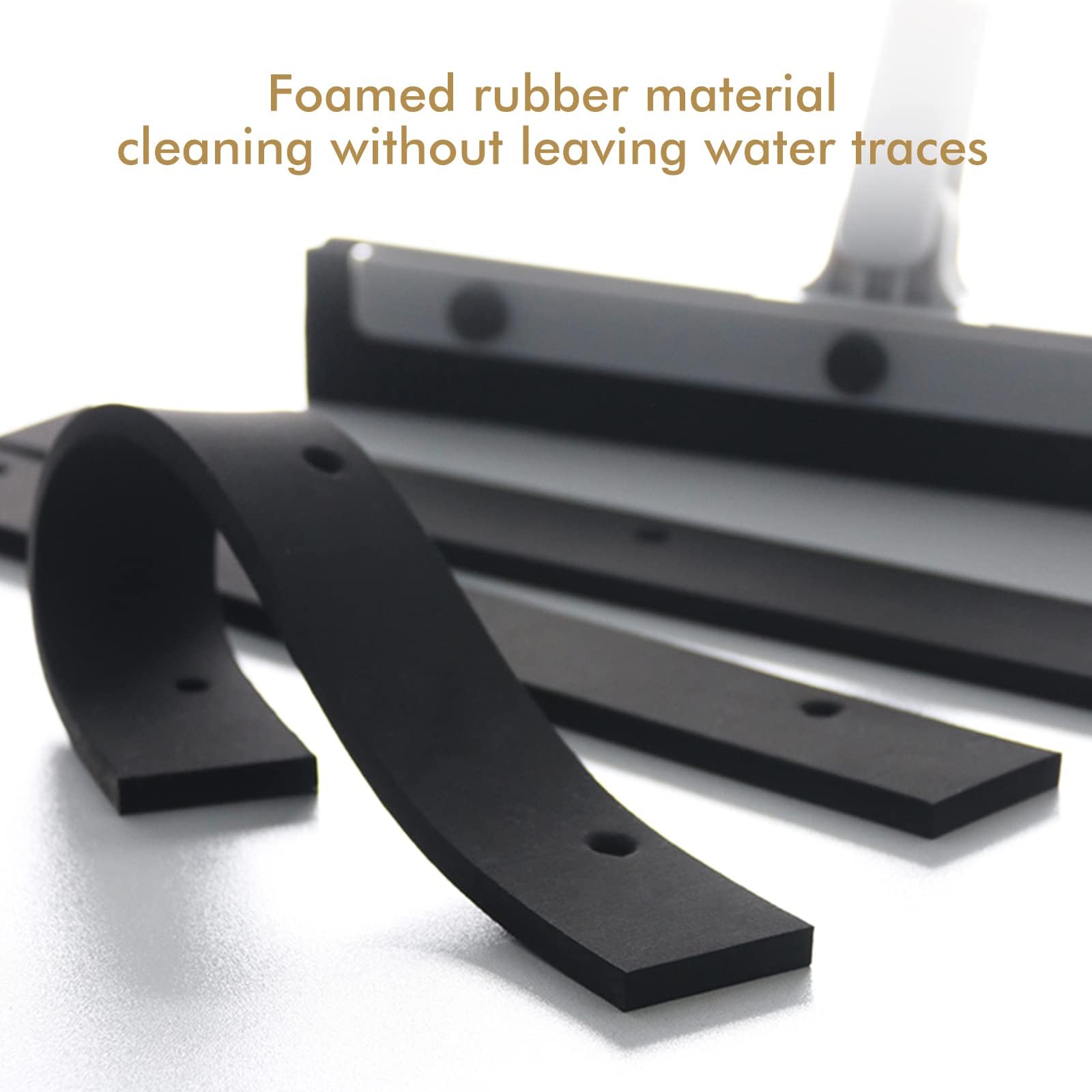 DrDirt Floor Squeegee, 14-Inch Swivel Squeegee Head, Replaceable Foam Rubber Blade, 3-Section Stainless Steel Pole, for Bathroom, Kitchen, Pet Hair, and Carpet - Medaid International