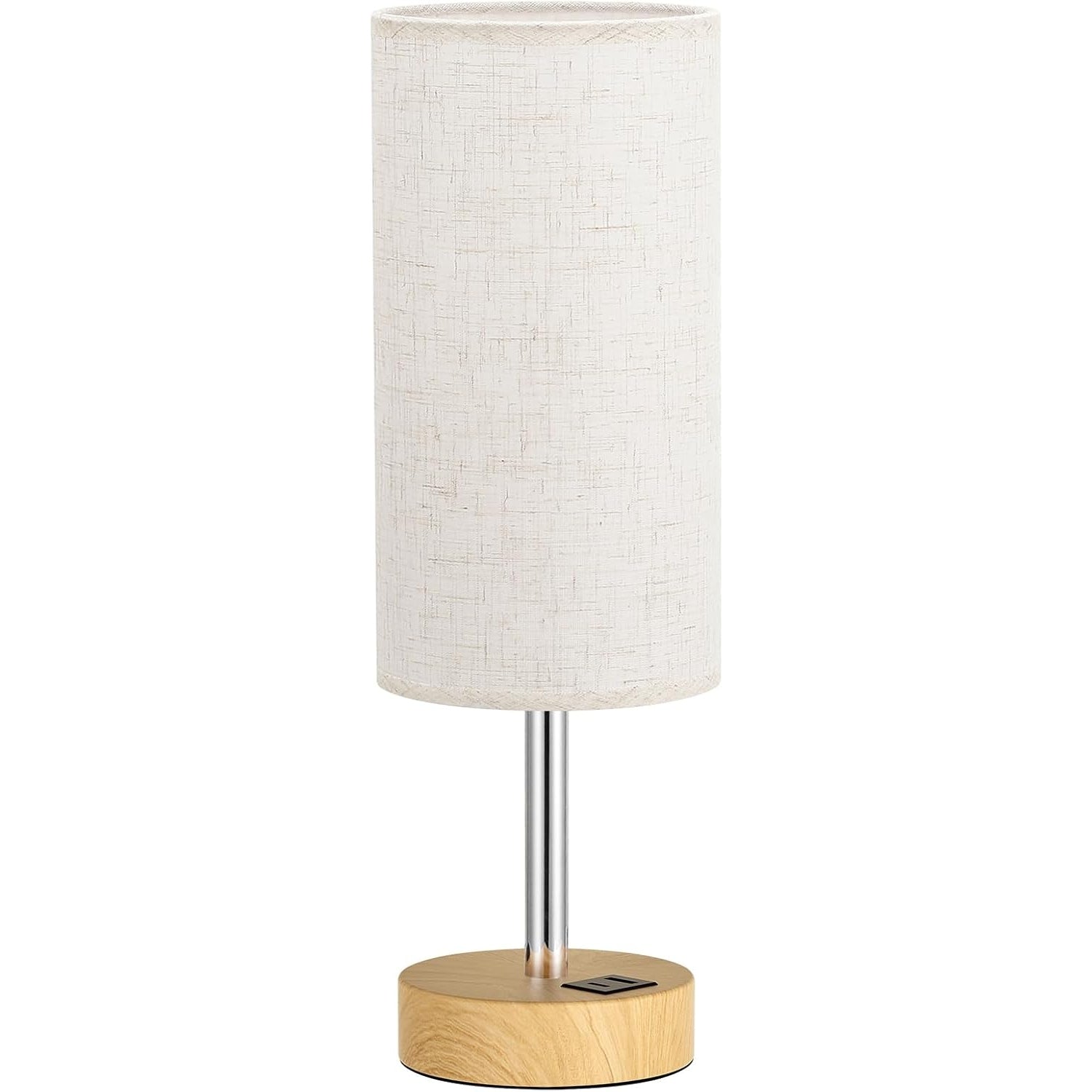 Touch Bedside Table Lamp with USB Way Dimmable Wood Lamp for