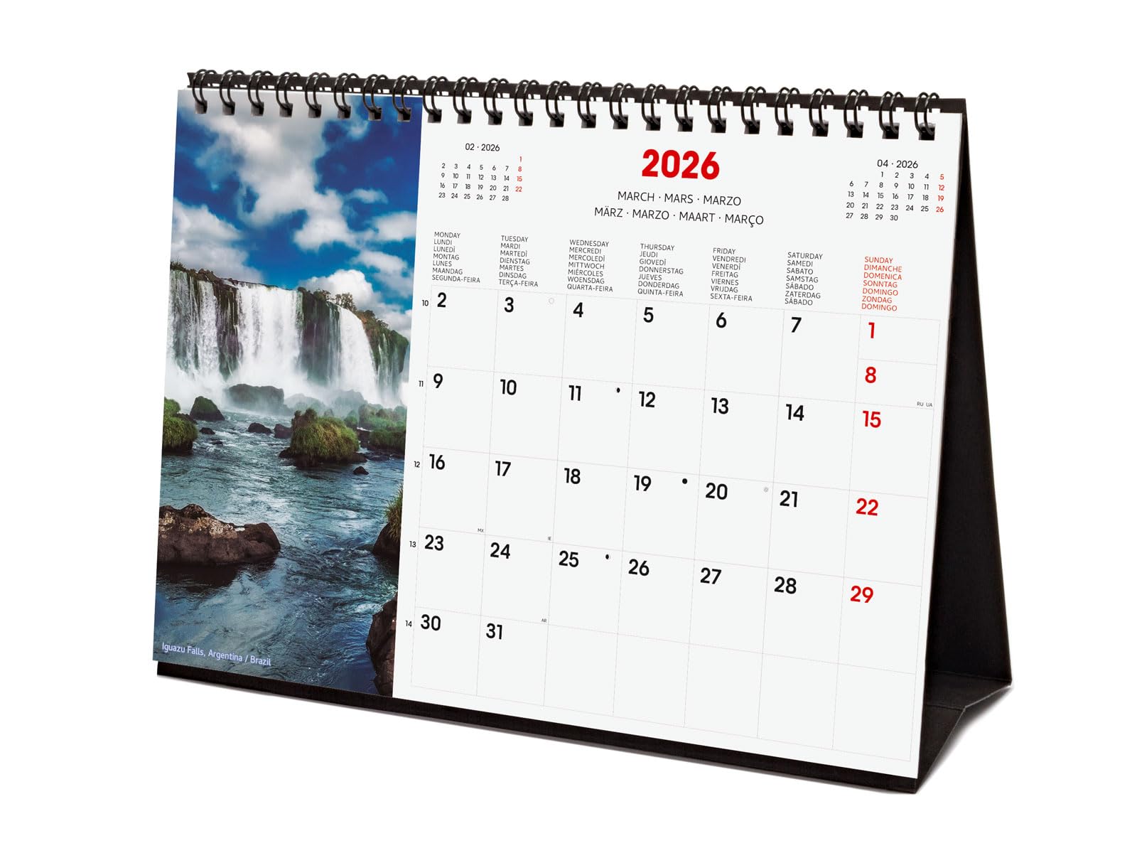 Finocam - Desktop Calendar 2026 Month View January - December 2026 + Sep.- Dec. 2025 (4 months) reduced | Calendar 2026 | Nature Images - International - Medaid International