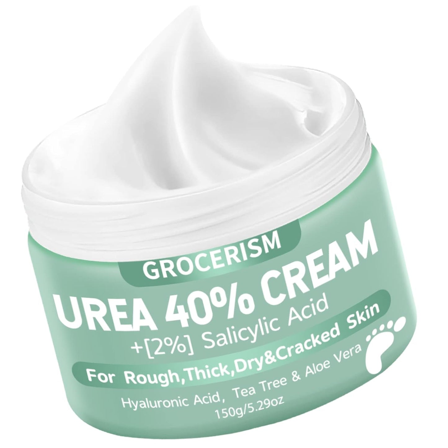 Urea Cream 40 Percent For Feet Plus 2% Salicylic Acid 5.29 oz || Foot Cream and Hand Cream Maximum Strength with Hyaluronic Acid,Tea Tree,and Aloe Vera For Deep Moisturizes,Callus Remover - Medaid