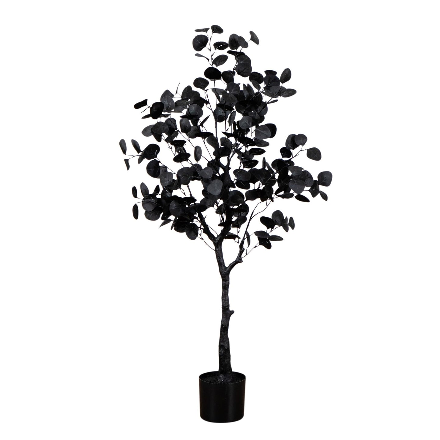Nearly Natural 4ft Artificial Halloween Black Eucalyptus Tree - Modern Festive Decor for Spooky Atmosphere - Medaid International