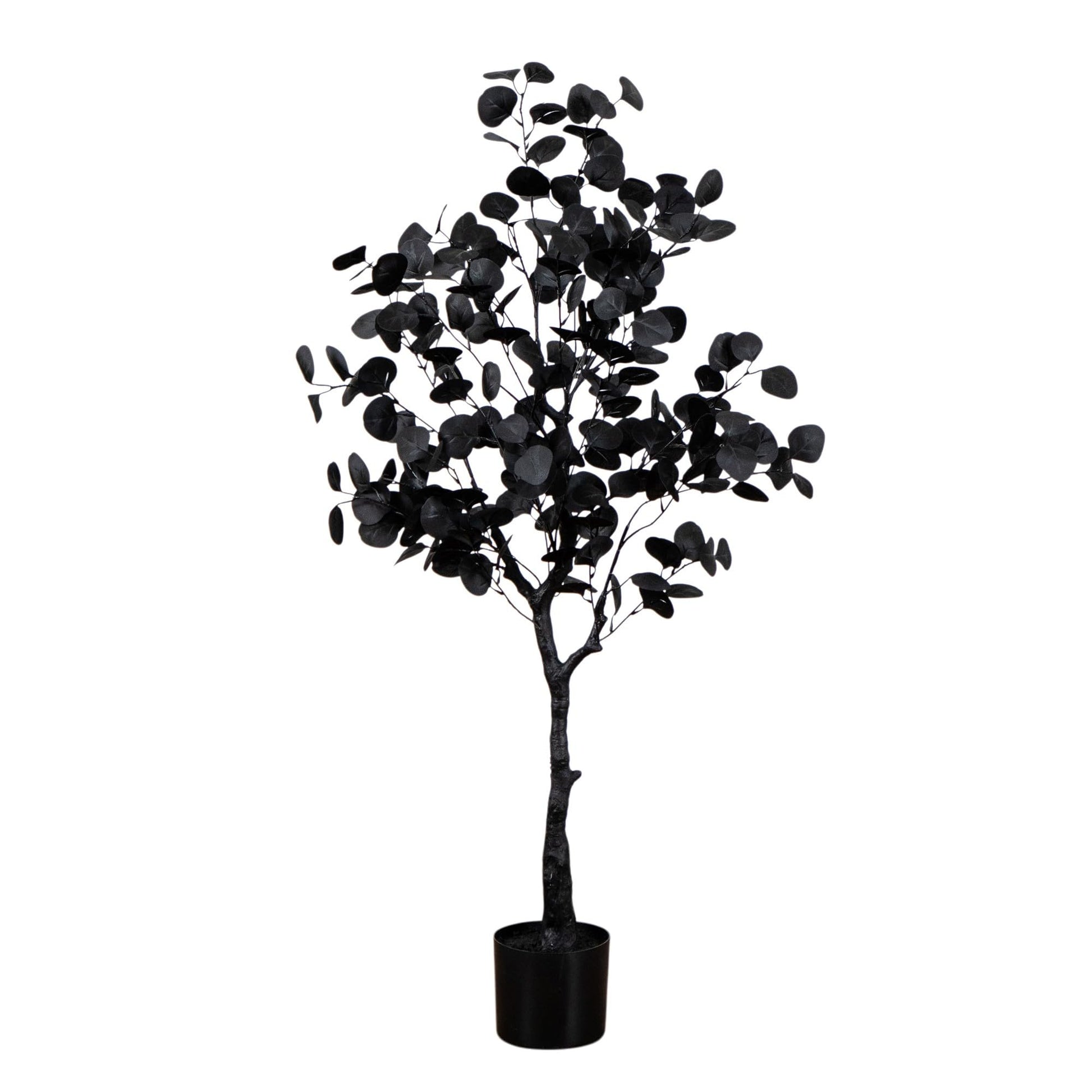 Nearly Natural 4ft Artificial Halloween Black Eucalyptus Tree - Modern Festive Decor for Spooky Atmosphere - Medaid International