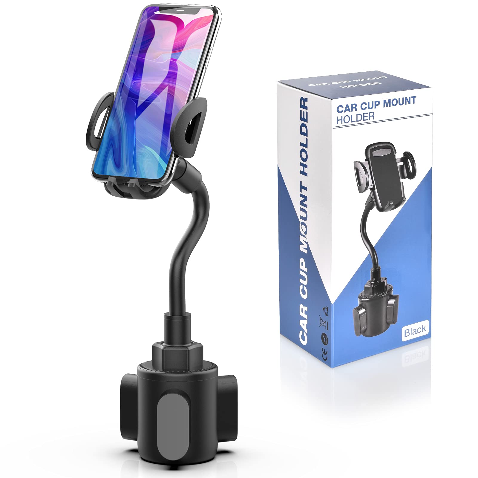 Phone Holders for Your Car, Cup Holder Phone Mount, Universal Adjustable Gooseneck Cup Holder Cradle Car Mount for iPhone 16/15/14/13/12/11/Pro Max/X/Xs/XsMax/8/8Plus,Samsung,Huawei,LG, Sony(Black) - Medaid International