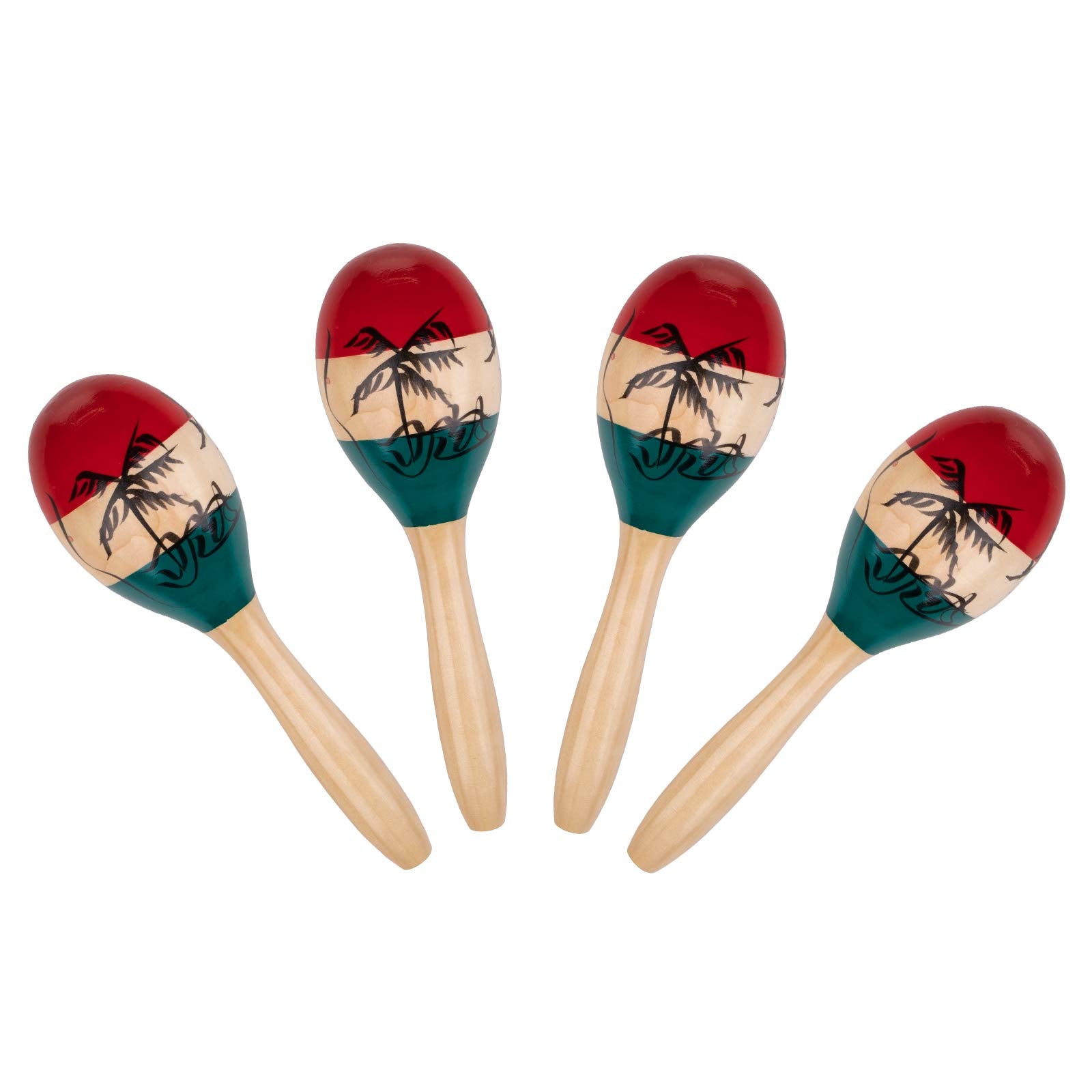 Foraineam 4 Pack Wood Maracas Musical Painted Wooden Maraca Hand Percussion Instrument - Medaid International