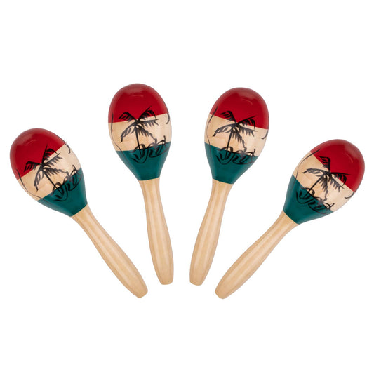 Foraineam 4 Pack Wood Maracas Musical Painted Wooden Maraca Hand Percussion Instrument - Medaid International