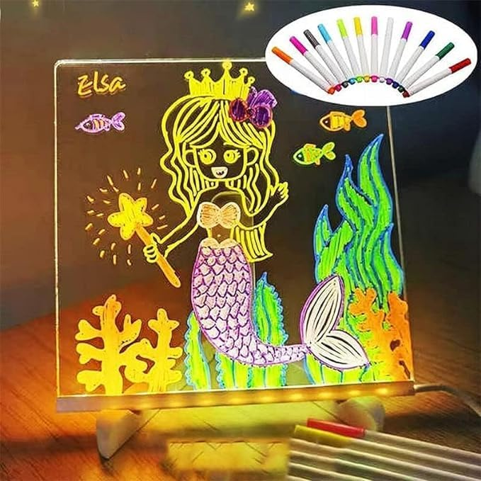 3D Acrylic Writing pad with Pen Message Board rewritable Table lamp drawing kids led - Medaid International