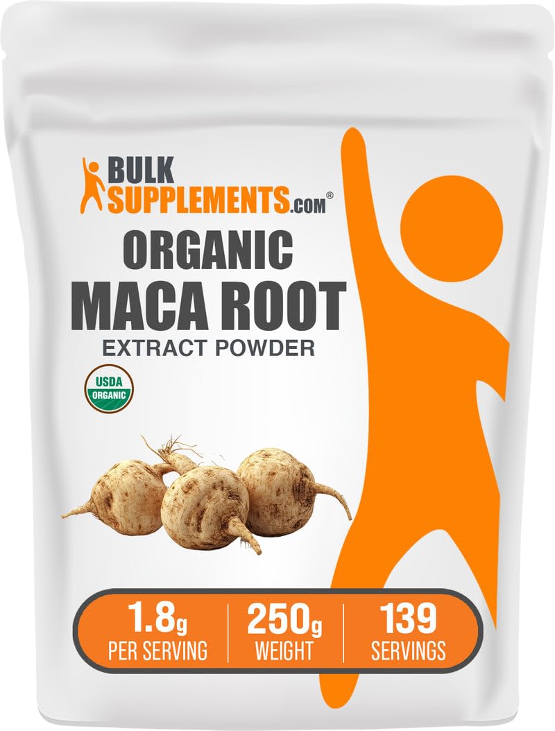 BulkSupplements.com Organic Maca Root Extract Powder - Organic Maca Powder, Nutritional Supplement - Vegan & Gluten Free, 1.8g of per Serving, 250g (8.8 oz) (Pack of 1) - Medaid International