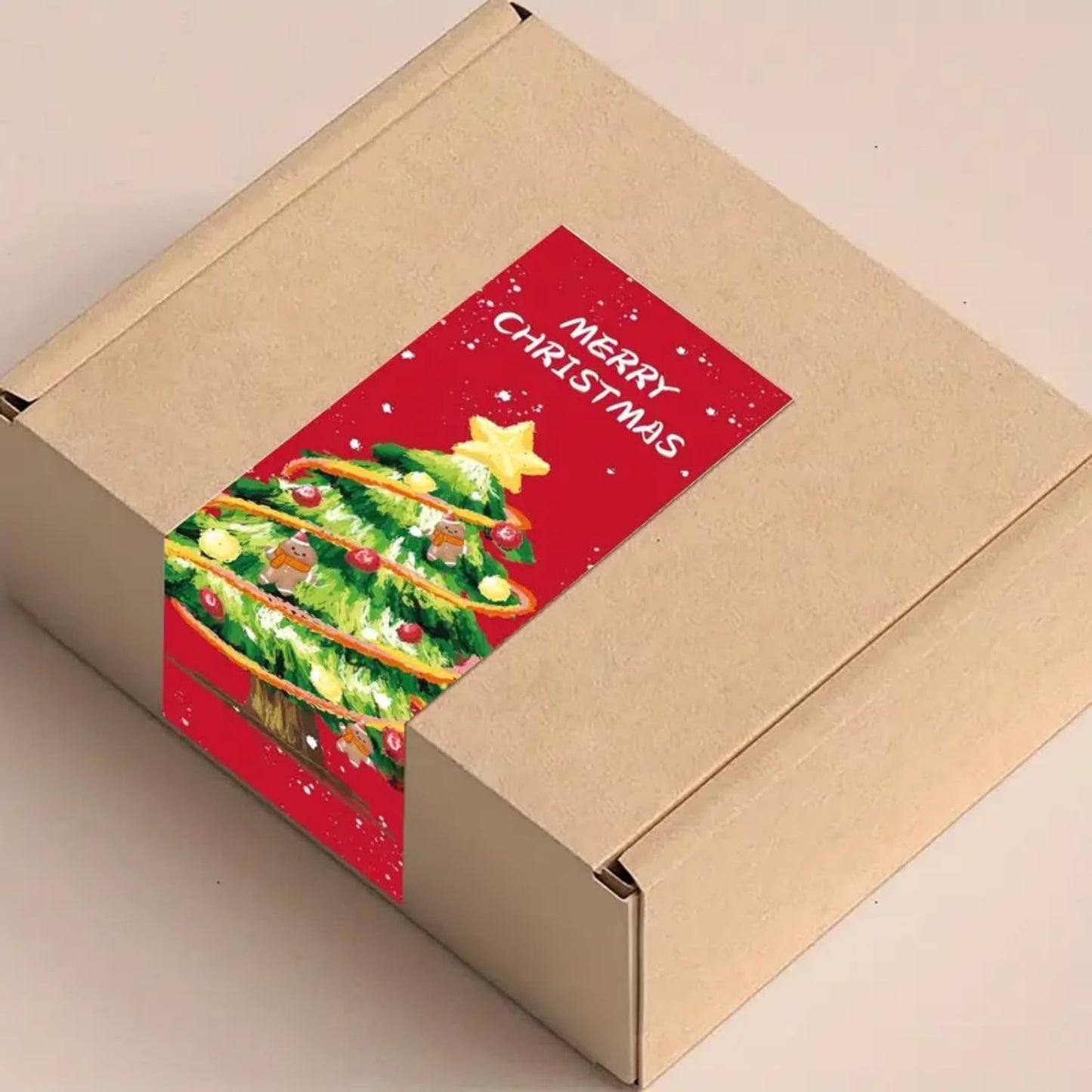 150psc Christmas Sealing Stickers Matte Adhesive Seals with Festive Tree for Gift Wrapping, Greeting Cards and Envelopes, Red - Medaid International