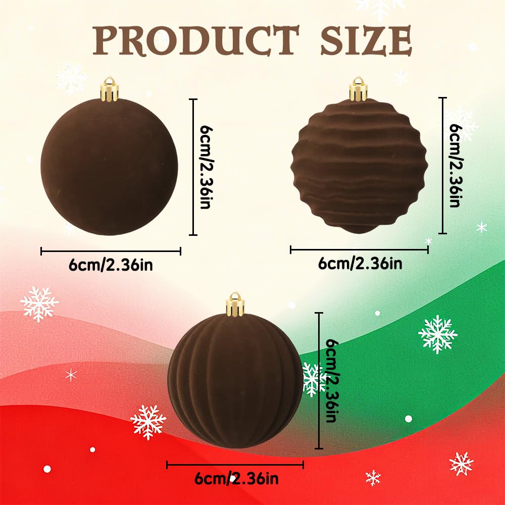 4Pcs Brown Christmas Ball Ornaments, Velvet Spiral Hanging Decor for Xmas Tree, Holiday for Birthday Halloween Holiday Wedding Home Decorations - Medaid International