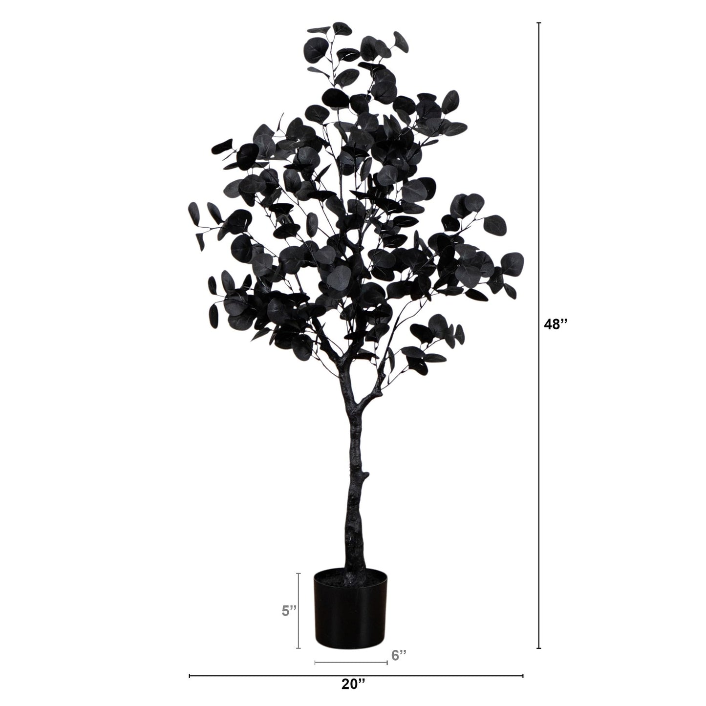 Nearly Natural 4ft Artificial Halloween Black Eucalyptus Tree - Modern Festive Decor for Spooky Atmosphere - Medaid International