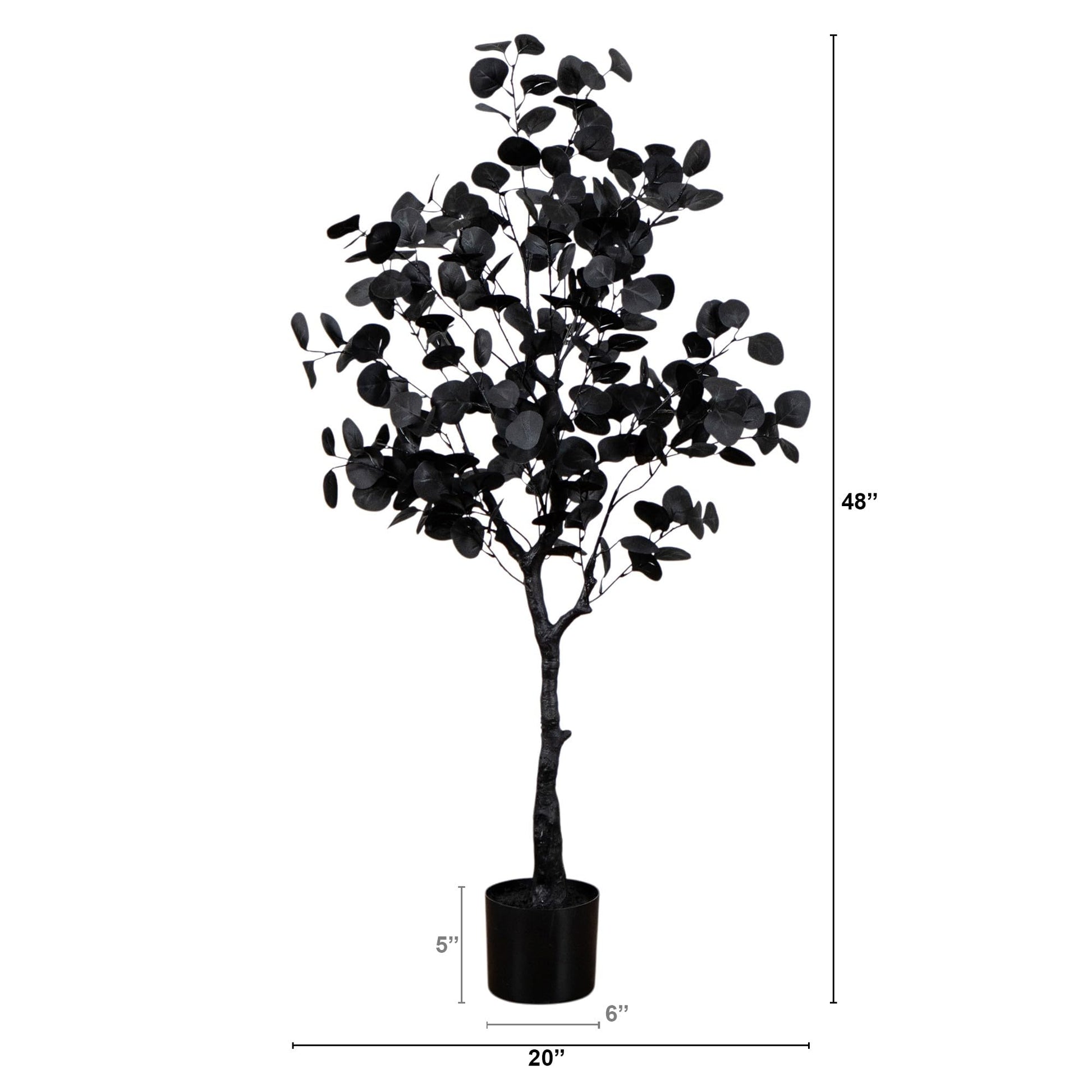 Nearly Natural 4ft Artificial Halloween Black Eucalyptus Tree - Modern Festive Decor for Spooky Atmosphere - Medaid International