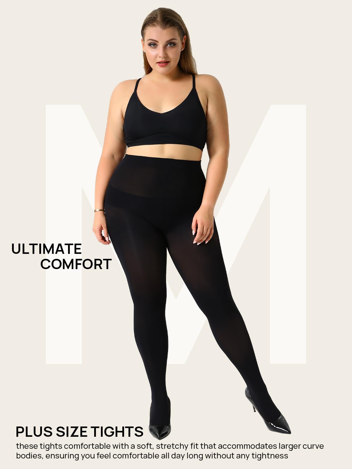 MANZI Women's Control Top Plus Size Tights for Women High Waist Opaque Pantyhose 2 Pairs Black XXX-Large - Medaid International