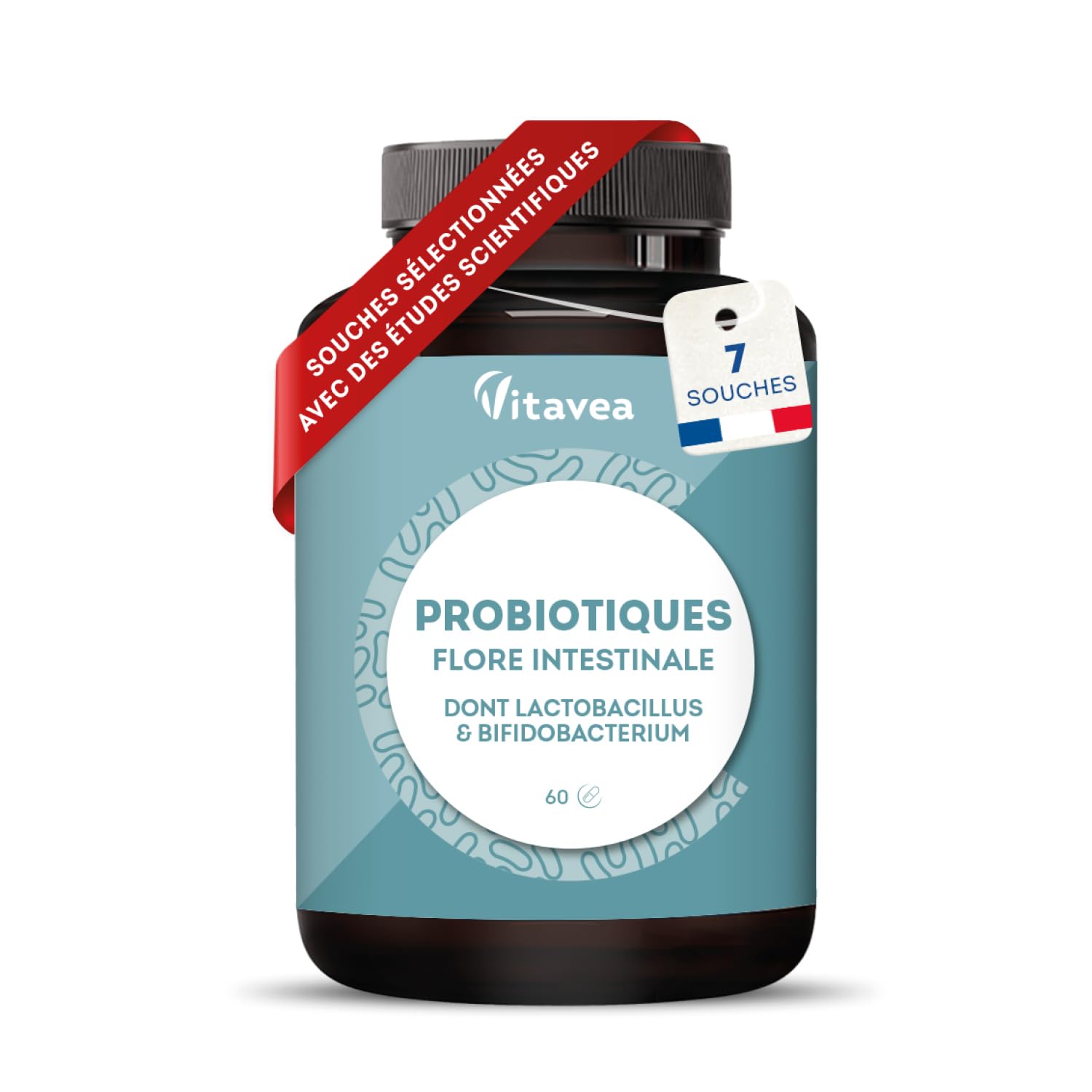 Probiotique Flore Intestinale - 7 souches dont Lactobacillus & Bifidobacterium - 28 Milliards d'UFC/jour - Transit & Microbiote Intestinal - 60 Gélules Végétales – Fabriqué en France - Vitavea - Medaid International