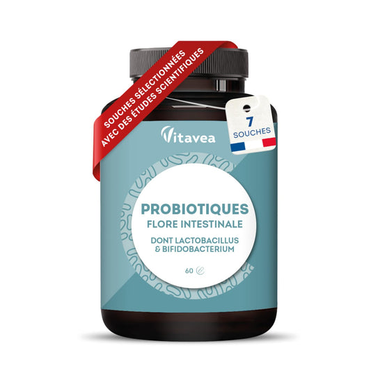 Probiotique Flore Intestinale - 7 souches dont Lactobacillus & Bifidobacterium - 28 Milliards d'UFC/jour - Transit & Microbiote Intestinal - 60 Gélules Végétales – Fabriqué en France - Vitavea - Medaid International